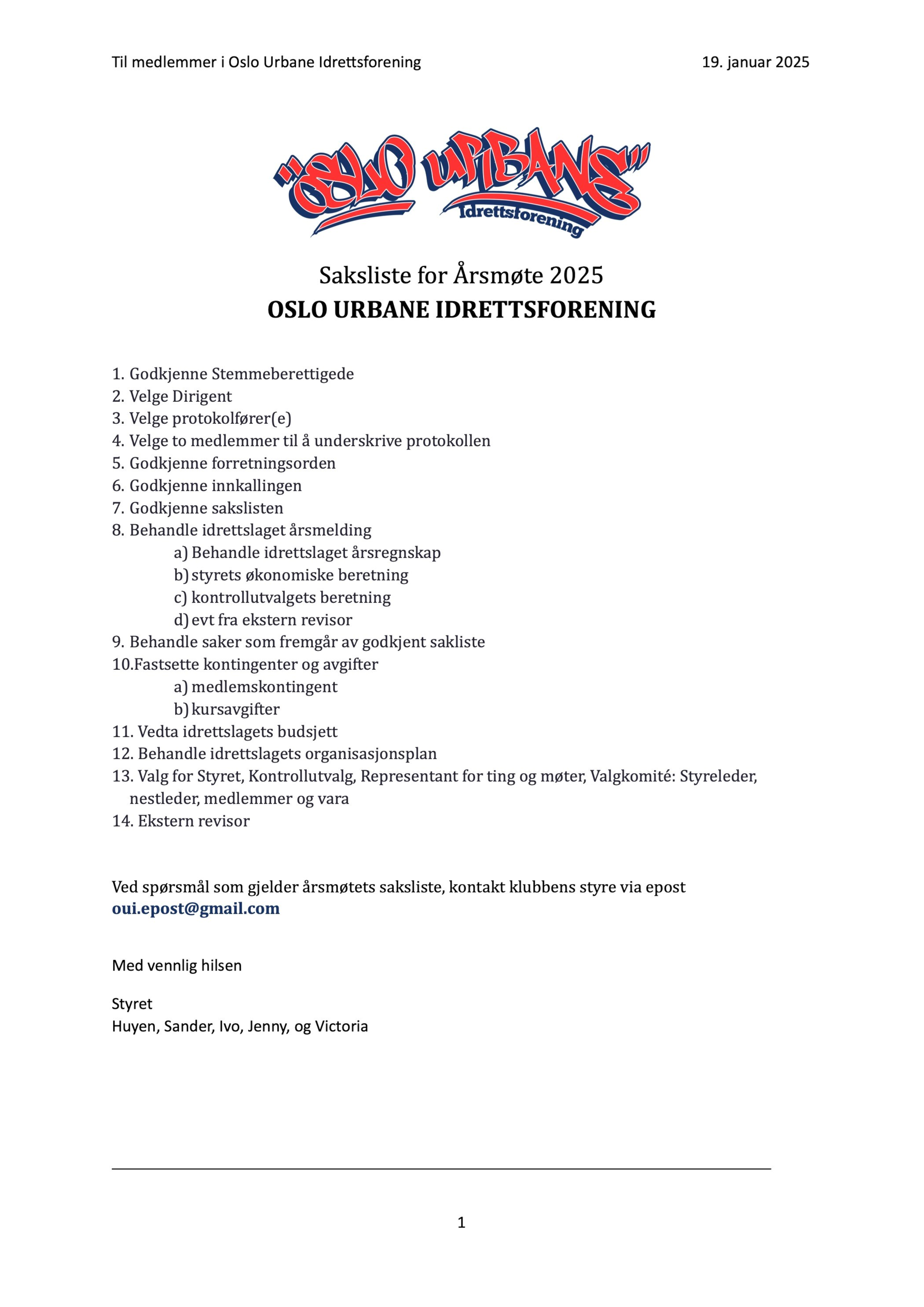 2025 ÅRSMØTE / ANNUAL GENERAL MEETING
